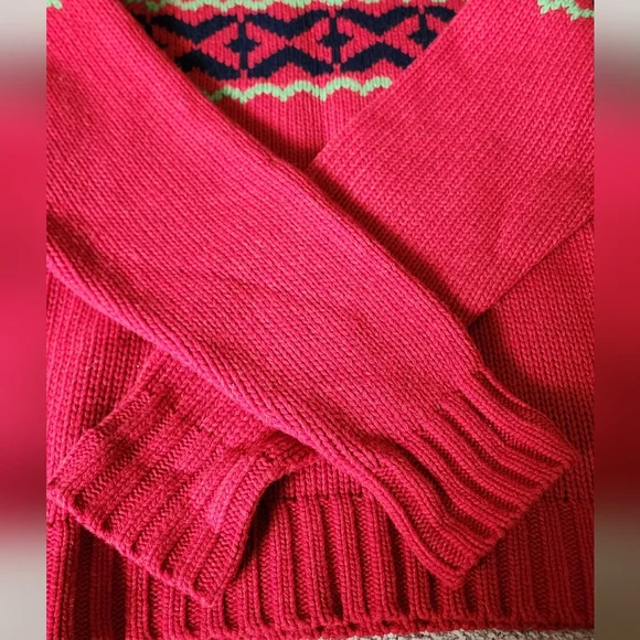 Vintage Abercrombie & Fitch Red Lambs Wool Sweater Y2K Winter Ski Fair Isle XL - Picture 6 of 6
